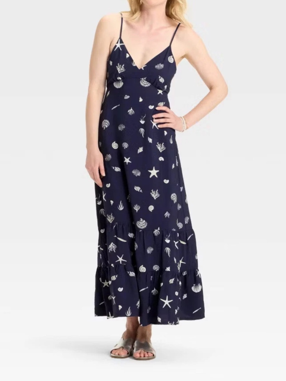Women A new day Navy & White Starfish Shell Maxi Dress